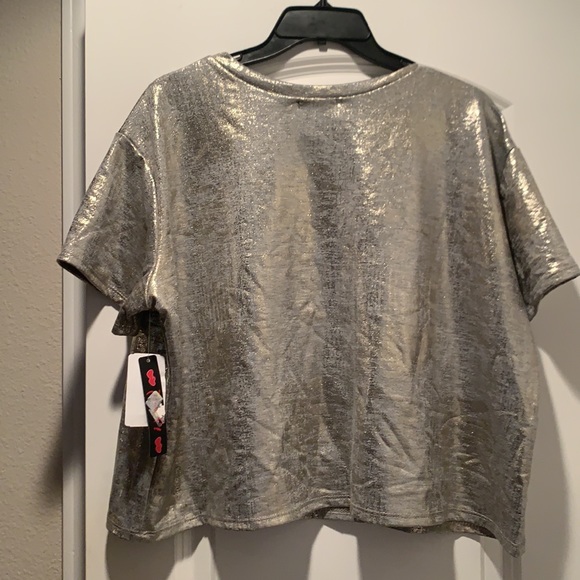 Poof! Metallic Gold Crop Top Large - Picture 2 of 8